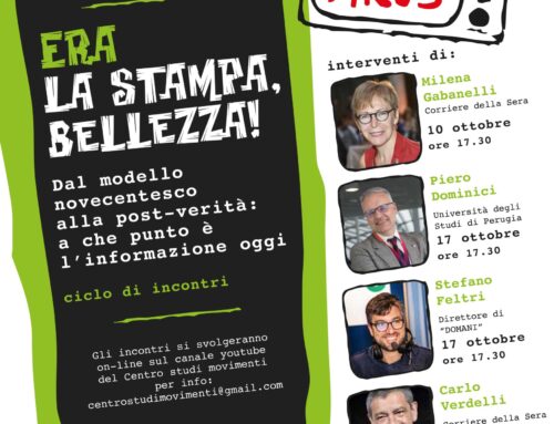 Era la stampa, bellezza! Tre incontri online sul giornalismo – 10, 17 e 30 ottobre 2020